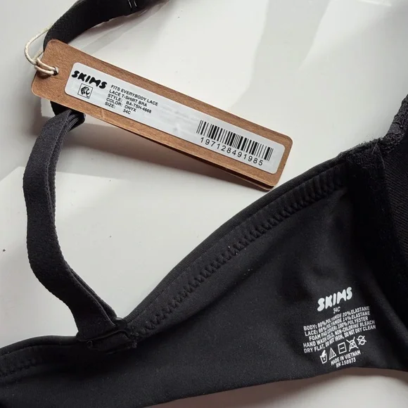 SKIMS Black Lace T-Shirt Bra 34 C (New with Tags) - Picture 5 of 5